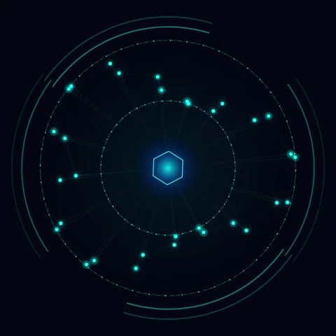 Futuristic Abstract Data Visualization with Glowing Hexagon and Network Con.. Stock Footage 347260646