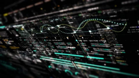 Futuristic abstract de-focus data matrix, meta, metaverse, telemetry and Stock Footage 230616650