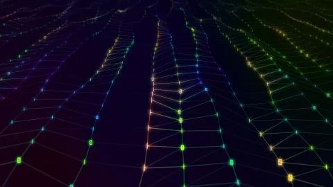 Futuristic abstract digital binary bright surface wave with Field of View Illustrazione stock