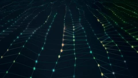 Futuristic abstract digital binary bright surface wave with Field of View 스톡 일러스트