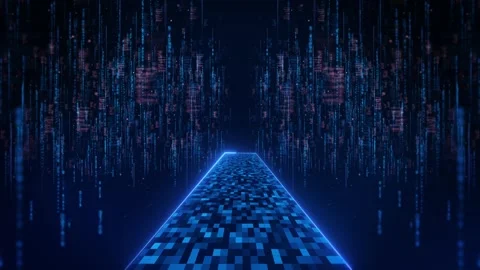 Futuristic Abstract Digital Data Path Blue Technology Cyber Network data streams Video stock 341899201
