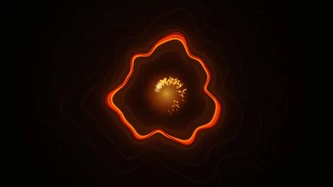 Futuristic abstract digital energy flow with glowing orange neon geometric .. Stock Footage 346002661