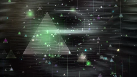 Futuristic Abstract Digital Floating Triangles Flickering Lights Stock Footage 333690596