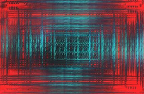 Futuristic abstract digital glitch pattern in vivid red and teal tones, fea.. Stock Illustration