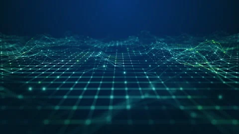 Futuristic abstract digital grid with glowing dots and wave lines represent. Stock Footage 337862393