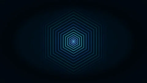 Futuristic abstract digital hexagon tunnel background with glowing blue lines Stock Footage 336836834