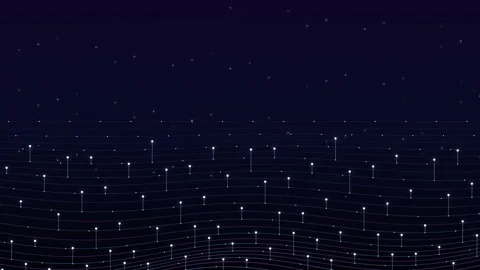 Futuristic abstract digital landscape of particles flowing over wave lines .. Stock Footage 346972921