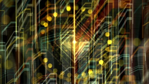 Futuristic Abstract Digital Pattern With Illuminated Geometric Shapes and Lines Video stock 302262700