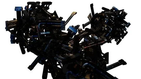 Futuristic abstract digital structure with glowing elements Stock Illustration