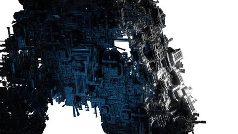 Futuristic abstract digital structure with glowing elements Stock Illustration