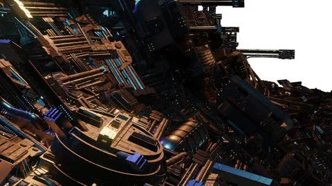 Futuristic abstract digital structure with glowing elements Stock Illustration