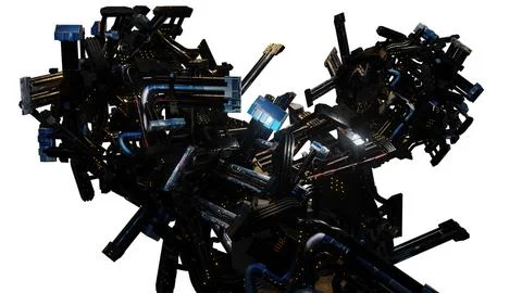 Futuristic abstract digital structure with glowing elements Illustrazione stock