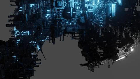 Futuristic abstract digital structure with glowing elements Illustrazione stock