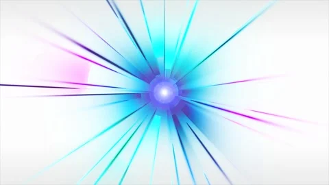 Futuristic abstract digital tech core with neon beams on white backdrop Stock Footage 339899341