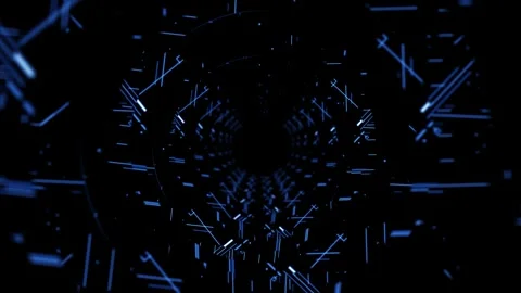 Futuristic Abstract Digital Tunnel with Glowing Blue Lines and Patterns Stock Footage 339052315