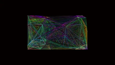 Futuristic abstract digital wireframe structure revealing complex data networ Stock Footage 337163637