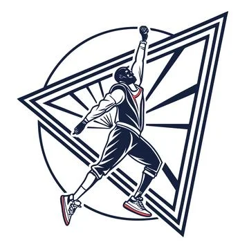 Futuristic abstract emblem with sharp geometry mo Stock Illustration