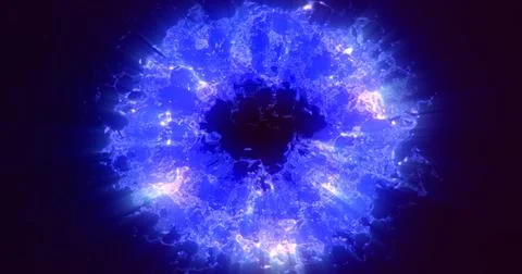 Futuristic abstract exploding rings circles glowing radiant magical energy .. Stock Illustration