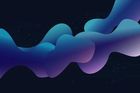 Futuristic Abstract Fluid Gradient Background With Blue Purple And Cyan Waves Stock Illustration