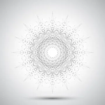 Futuristic  abstract form with connected line and dots. Graphic background for Stock Illustration