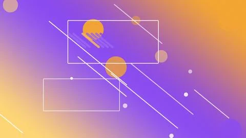 Futuristic abstract frames, lines, and circles float on a vibrant purple gr.. Stock-Illustration