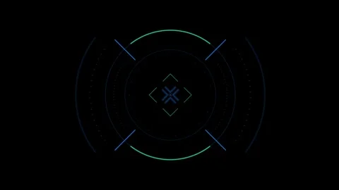 Futuristic Abstract Geometric Pattern with Neon Blue Green Lines Symmetry Stock Footage 341918006