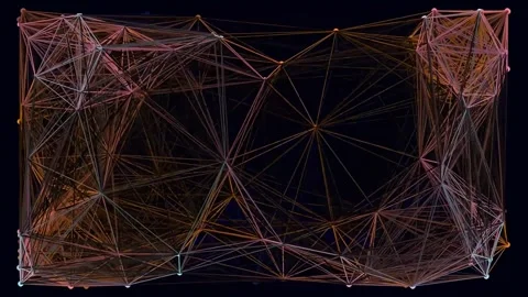 Futuristic abstract geometric plexus network structure on dark background Stock Footage 342092664
