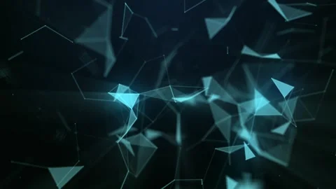 Futuristic Abstract Geometric Shapes in Dynamic Motion and Blue Hues Stock Footage 341780637