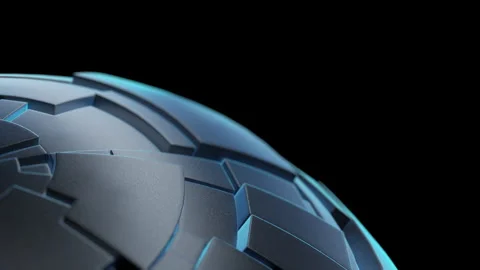 Futuristic Abstract Geometric Sphere with Blue Glowing Edges on Black Background Stock Footage 309868478
