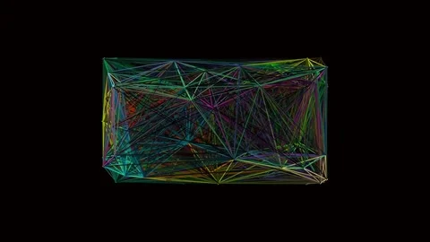 Futuristic abstract geometric wireframe data connections background animation Stock Footage 337164934