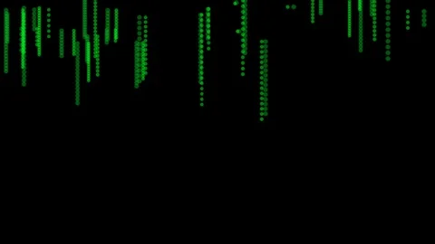 Futuristic abstract glittering green light dots pattern background Video stock 107403496