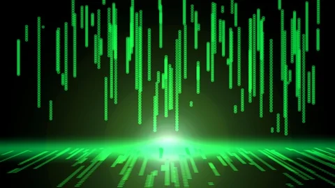 Futuristic abstract glittering green light dots pattern background Video stock 107403516