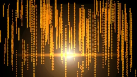 Futuristic abstract glittering orange light dots pattern background Video stock 107399569