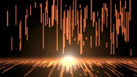 Futuristic abstract glittering orange light dots pattern background Stock Footage 107404839