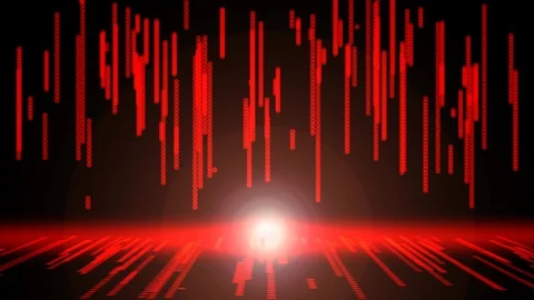 Futuristic abstract glittering red light dots pattern background Video stock 107404757
