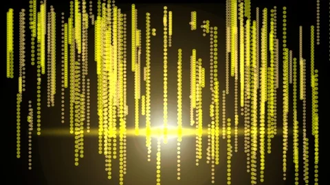 Futuristic abstract glittering yellow light dots pattern background Stock Footage 107399470