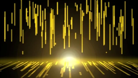 Futuristic abstract glittering yellow light dots pattern background Video stock 107404878