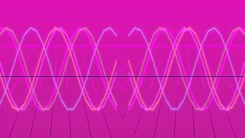 Futuristic abstract glowing neon connection lines on dark blue tech backgroun Stock Footage 339499420