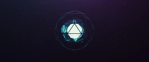 Futuristic Abstract Glowing Sphere Encased in Rotating Geometric Wireframe Cage Stock Footage 328691101