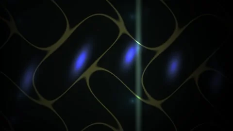Futuristic Abstract Golden Grid Pattern with Moving Blue Light Flares Stock Footage 343698494