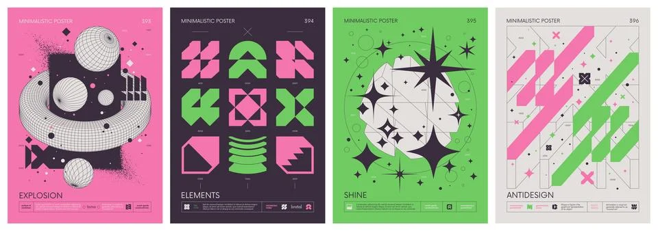 Futuristic abstract graphic wireframe elements of geometric shapes rave com.. Stock Illustration