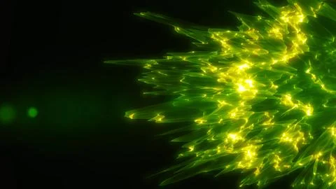 Futuristic abstract green emerald sharp glass crystals from waves, smoky li.. Stock Illustration