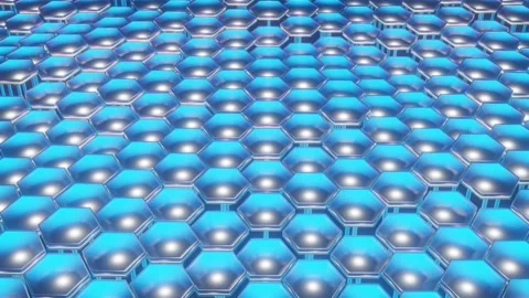Futuristic abstract hexagonal grid background, glowing sci-fi video loop Stock Footage 169556644