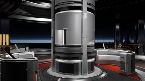 Futuristic abstract hi-tech scientific fiction laboratory Stock Footage 128739049