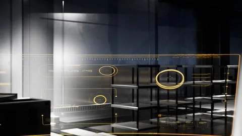 Futuristic abstract hi-tech scientific in spaceship Stock Footage 128739164
