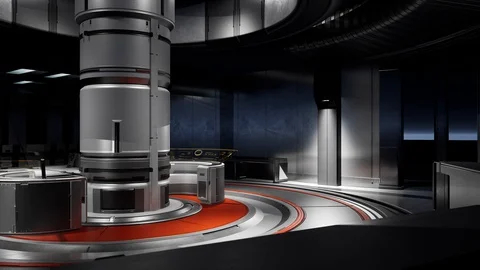 Futuristic abstract hi-tech scientific fiction laboratory Stock Footage 128739503