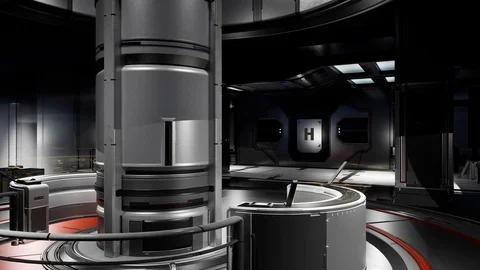 Futuristic abstract hi-tech scientific fiction laboratory Stock Footage 128739581
