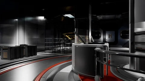 Futuristic abstract hi-tech scientific fiction laboratory Stock Footage 128739648