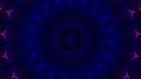 Futuristic Abstract Kaleidoscope Vortex of Matrix Dots Neon Digital Background Illustrazione stock
