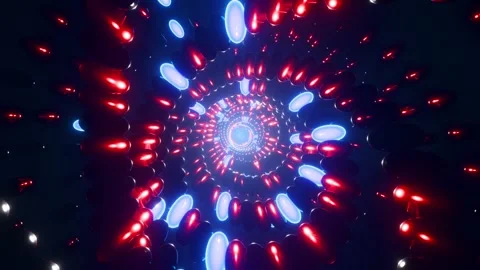 Futuristic abstract loop animation of a swirling tunnel composed of vibrant blue Stock Footage 337809999